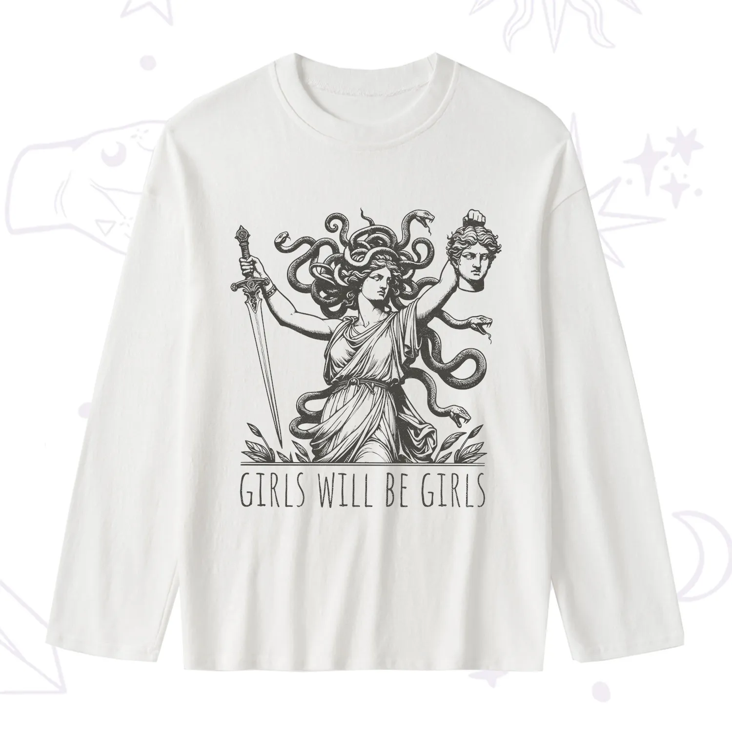 Purplehecate Girls Will Be Girls Medusa Slub Long Sleeve T-Shirt