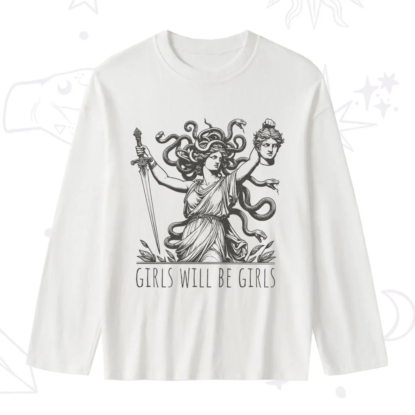 Purplehecate Girls Will Be Girls Medusa Slub Long Sleeve T-Shirt
