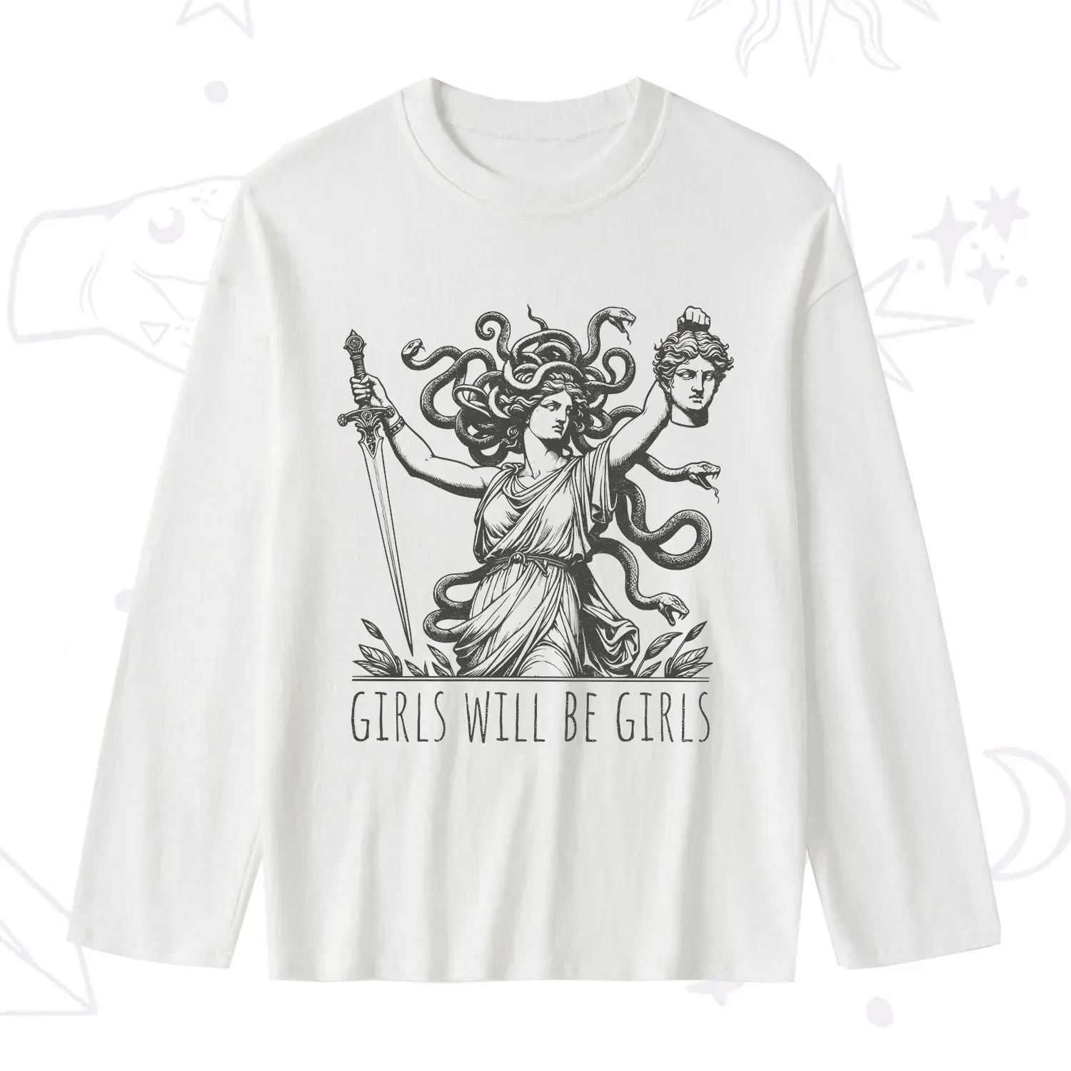 Purplehecate Girls Will Be Girls Medusa Slub Long Sleeve T-Shirt