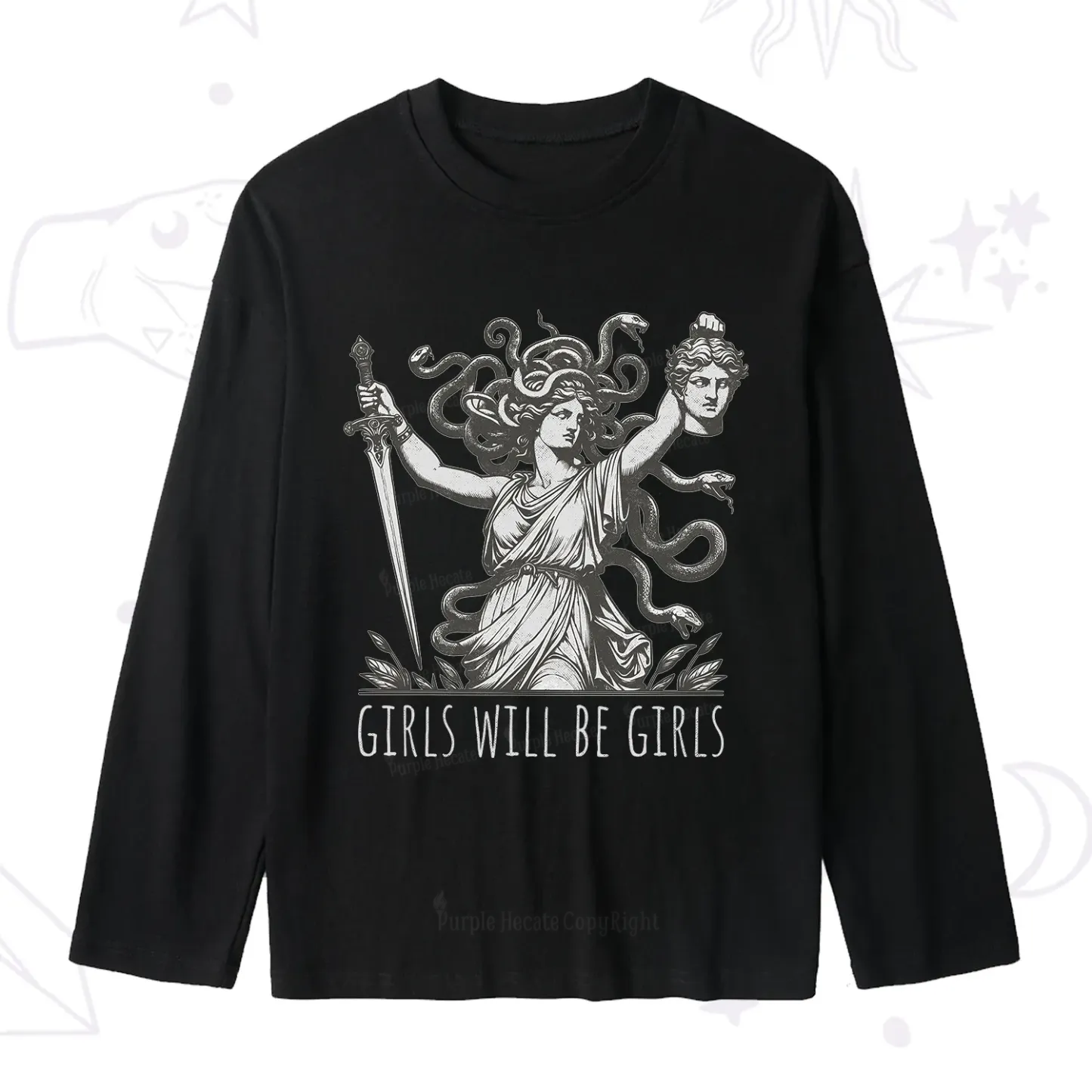 Purplehecate Girls Will Be Girls Medusa Slub Long Sleeve T-Shirt
