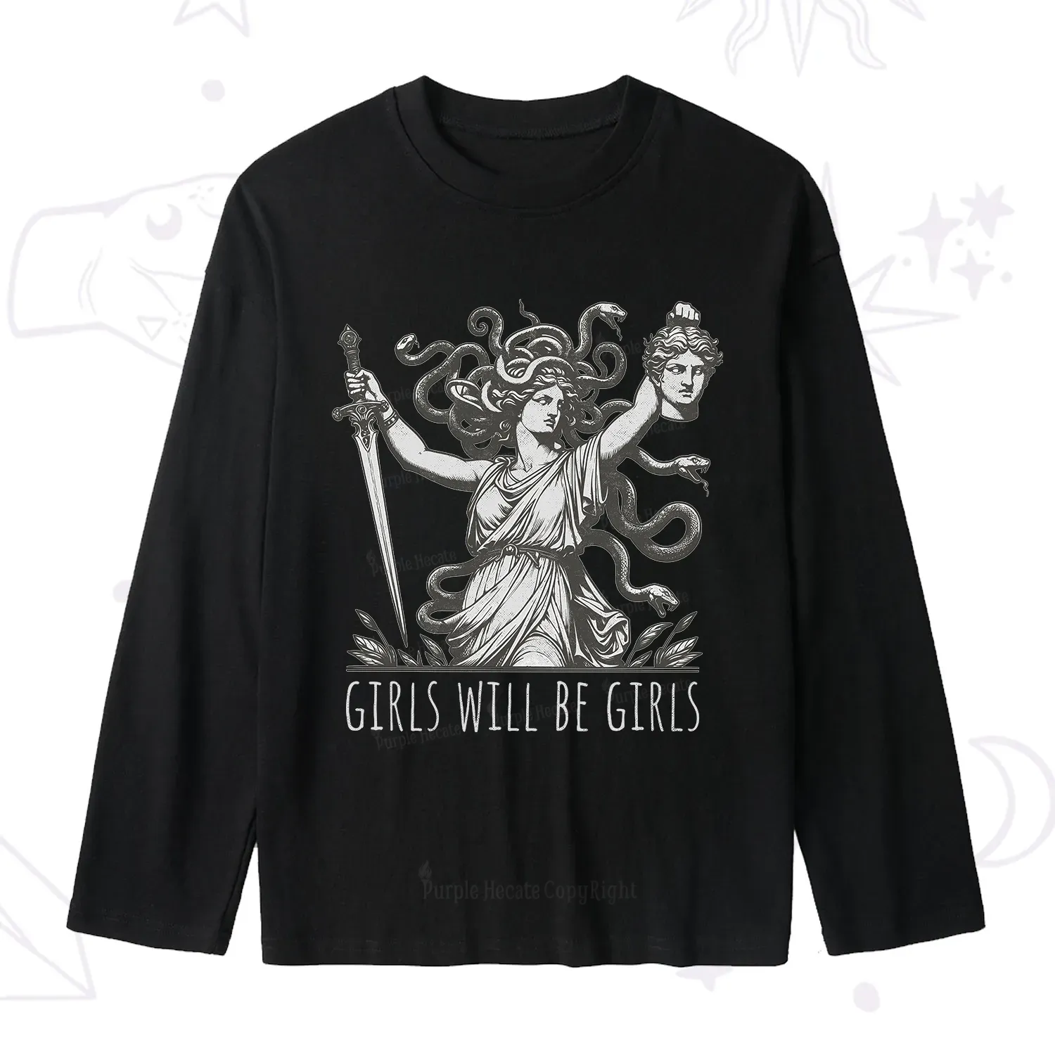 Purplehecate Girls Will Be Girls Medusa Slub Long Sleeve T-Shirt