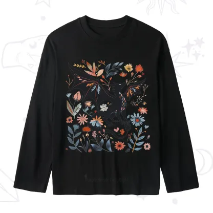 Purplehecate Vintage Fantasy Wyvern Bookish Slub Long Sleeve T-Shirt