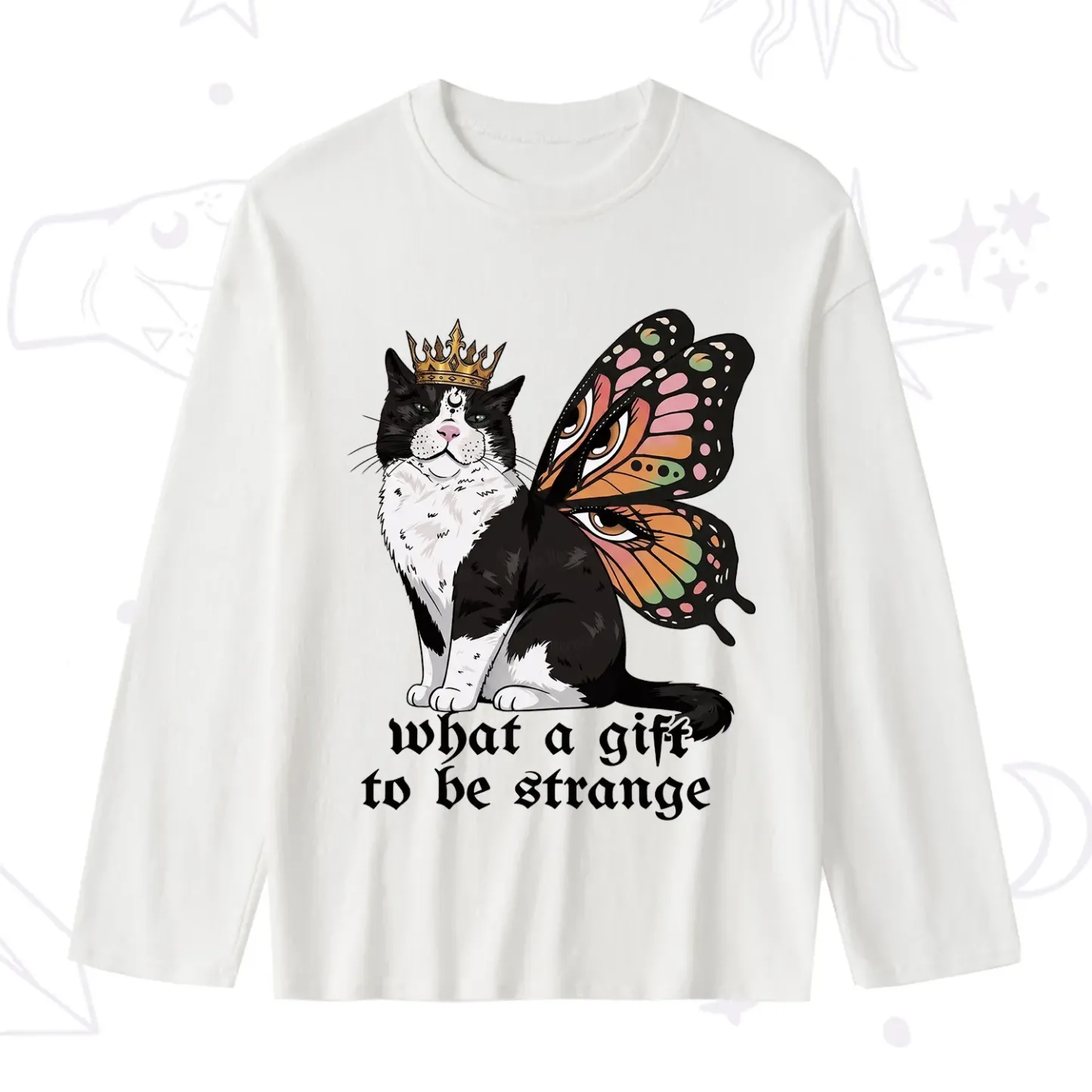 Purplehecate What a Gift to Be Strange Cat Slub Long Sleeve T-Shirt