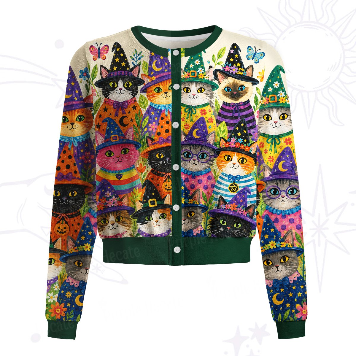 Purplehecate Witchy Meow-Meow Gathering Knit Cardigan