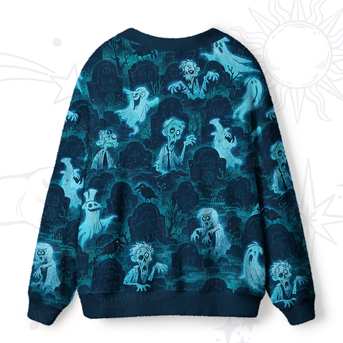 Purplehecate Haunted Graveyard Ghosts Ugly Cardigan Sweaters