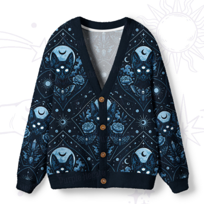 Purplehecate Dreath Moth & Witch Cat Ugly Cardigan Sweaters