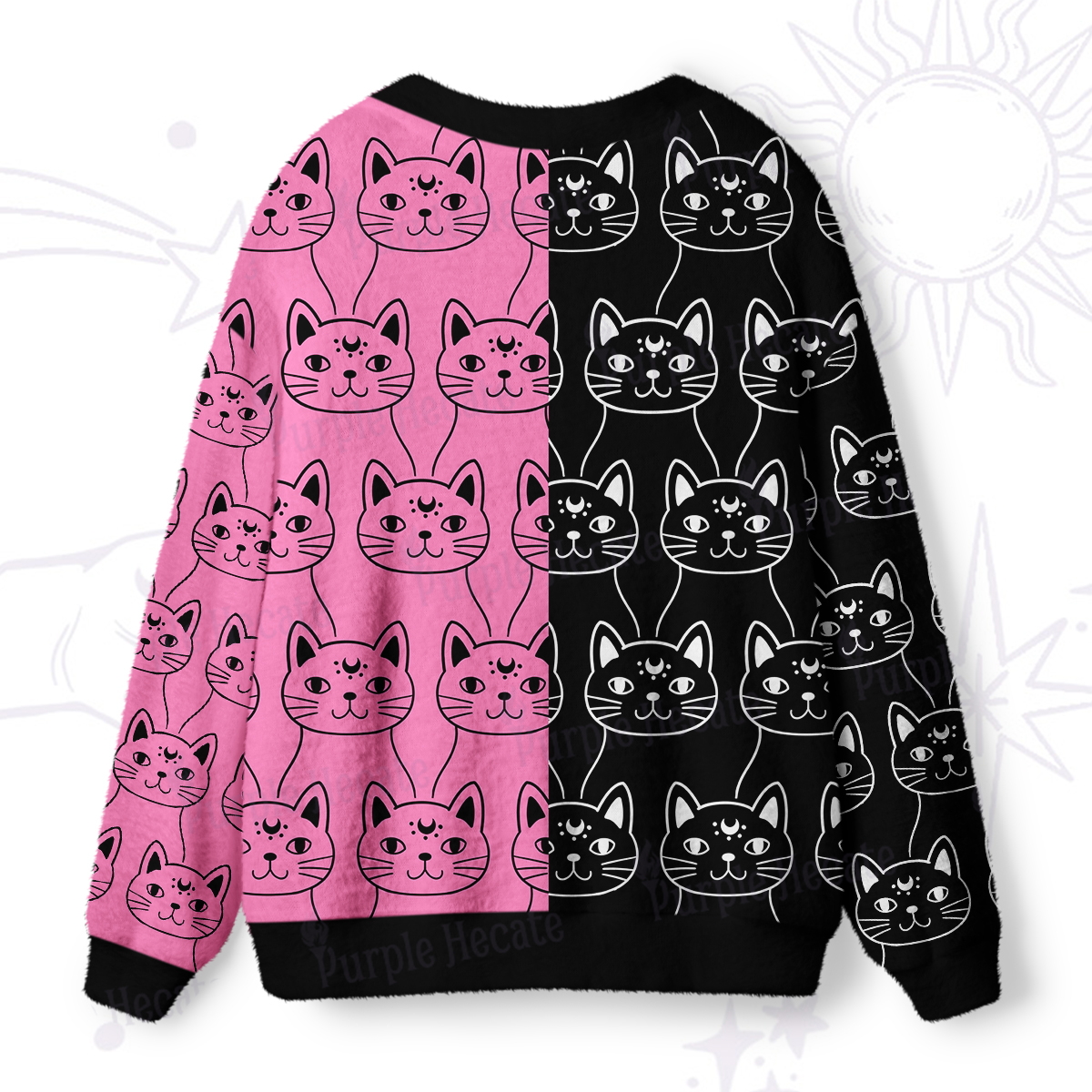 Purplehecate Sketchy Cat Ugly Cardigan Sweaters