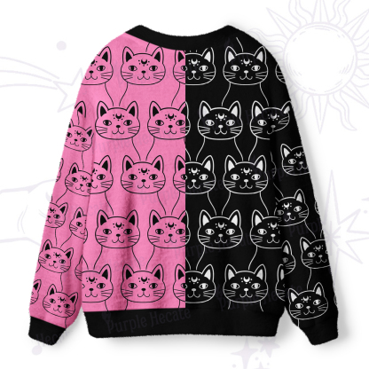 Purplehecate Sketchy Cat Ugly Cardigan Sweaters