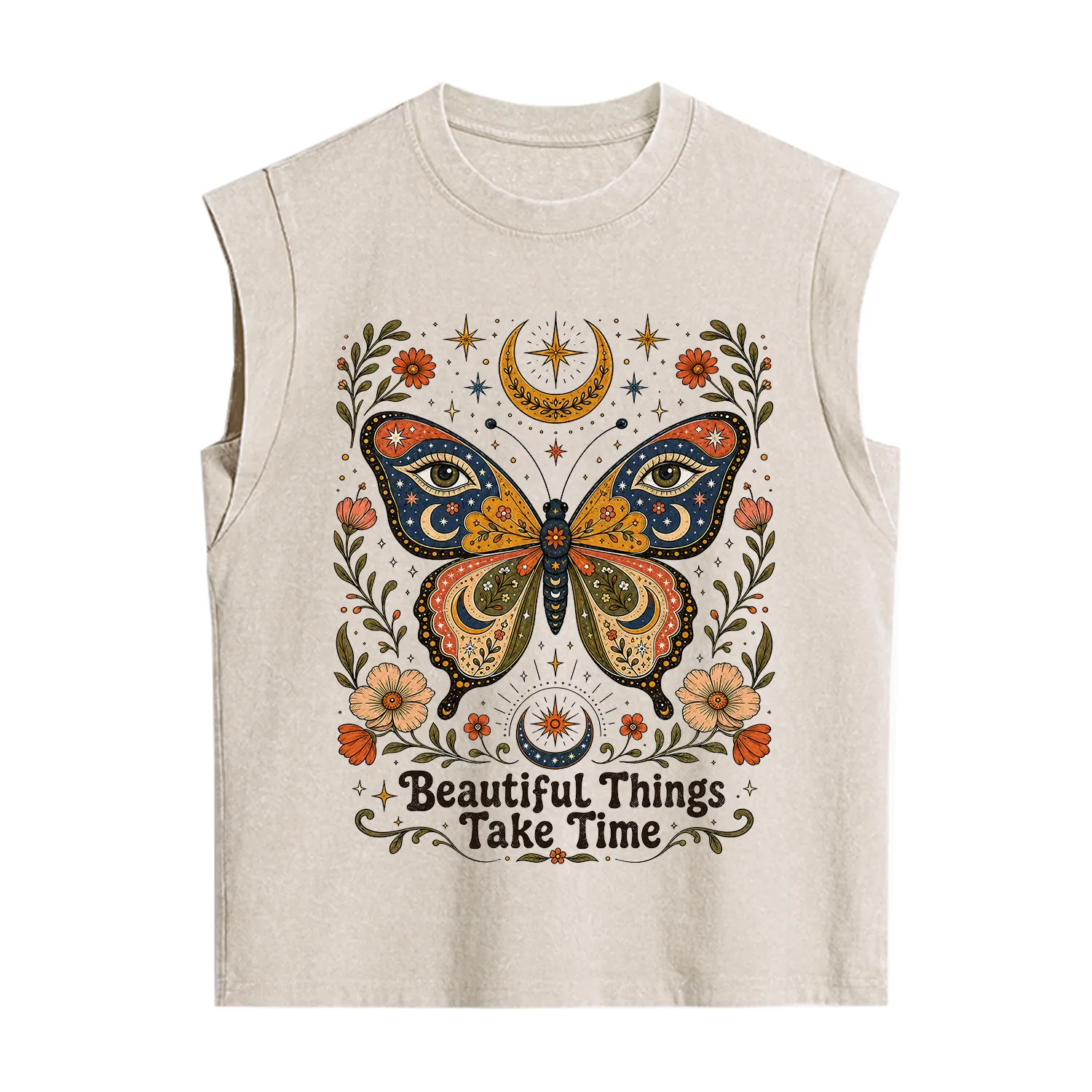 Purplehecate Beautiful Things Take Time Butterfly Vintage Washed Tank