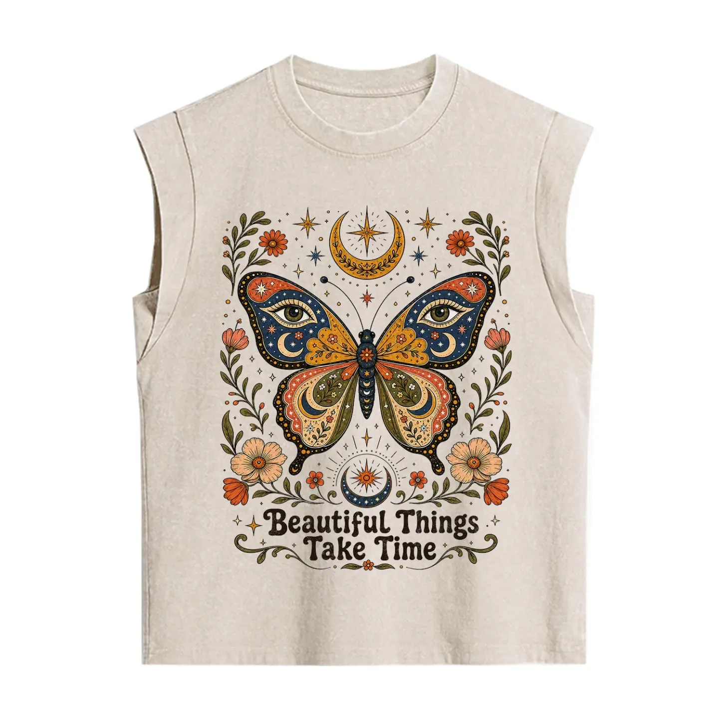 Purplehecate Beautiful Things Take Time Butterfly Vintage Washed Tank