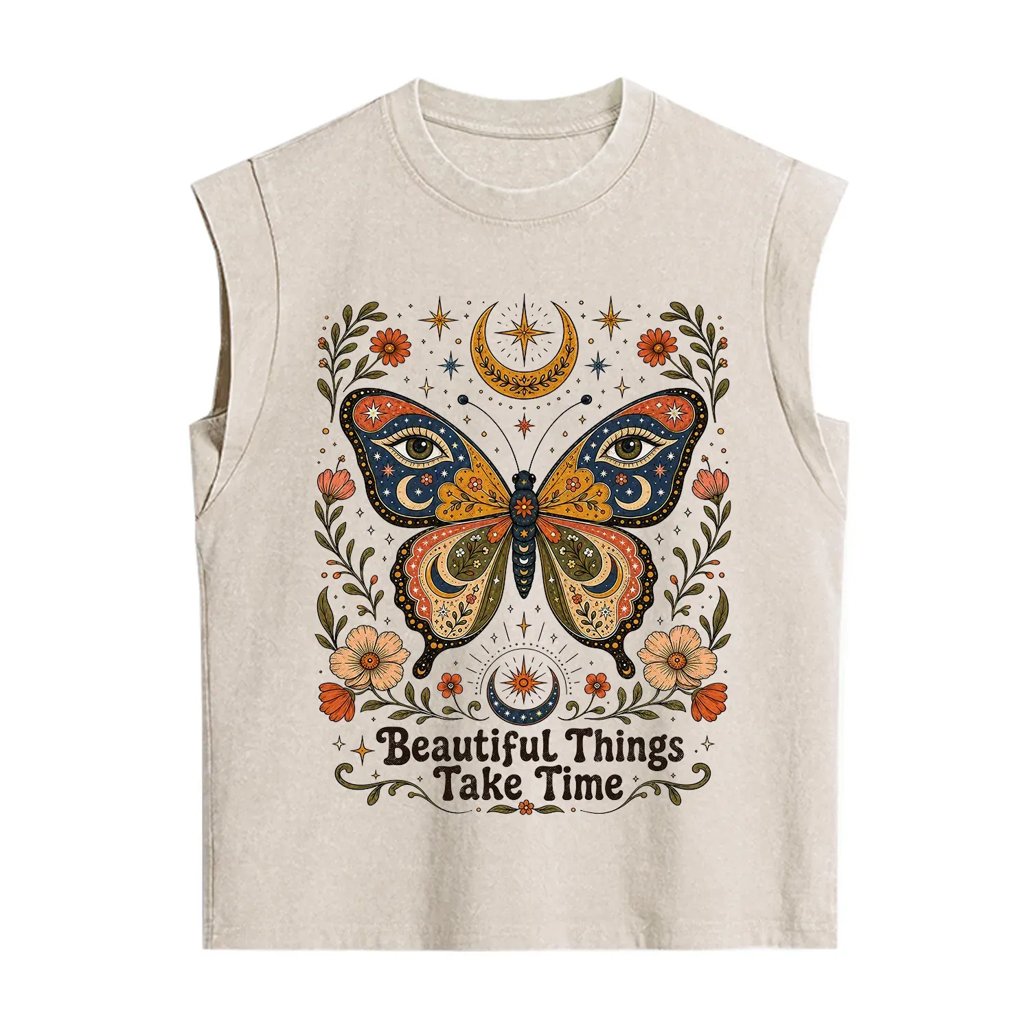 Purplehecate Beautiful Things Take Time Butterfly Vintage Washed Tank
