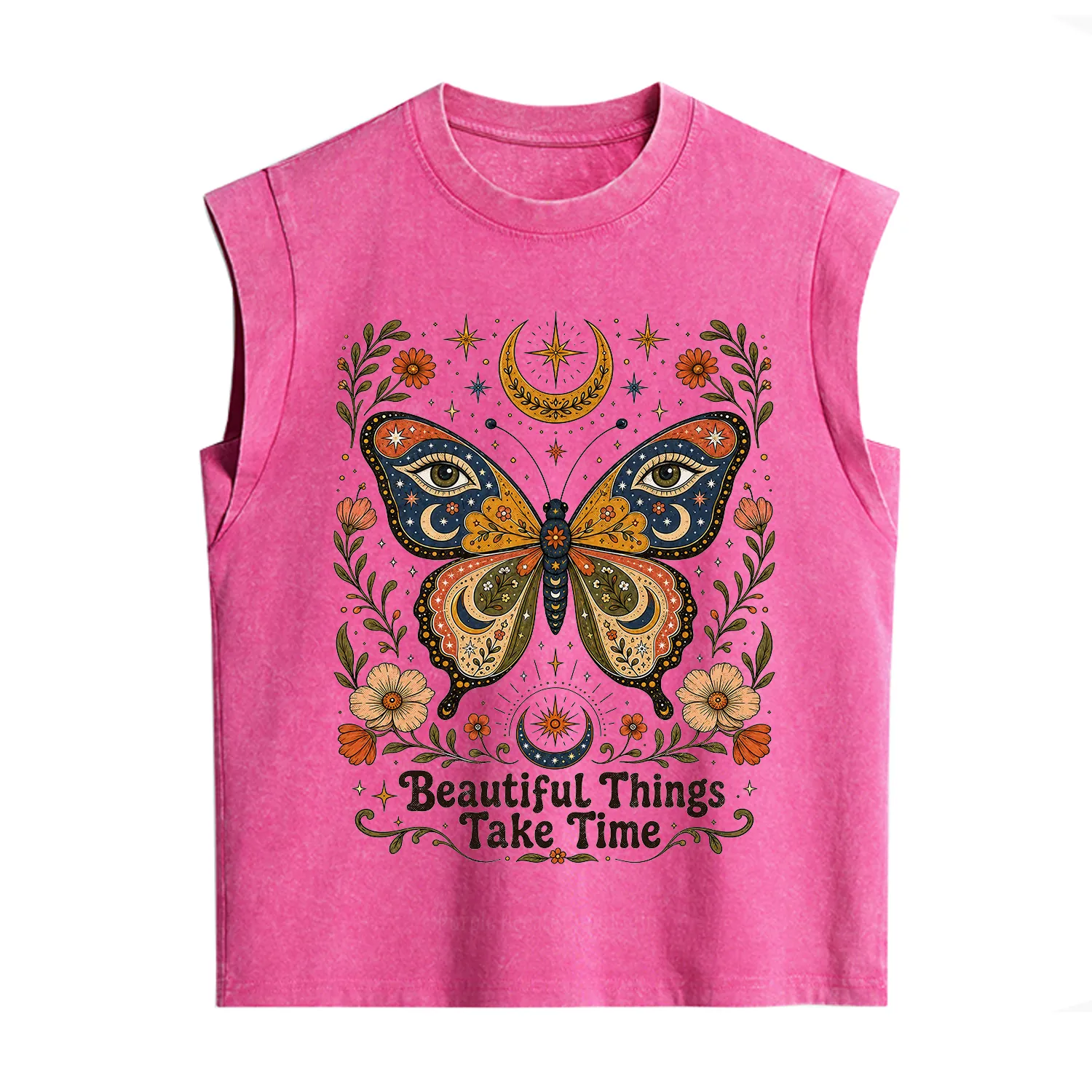 Purplehecate Beautiful Things Take Time Butterfly Vintage Washed Tank