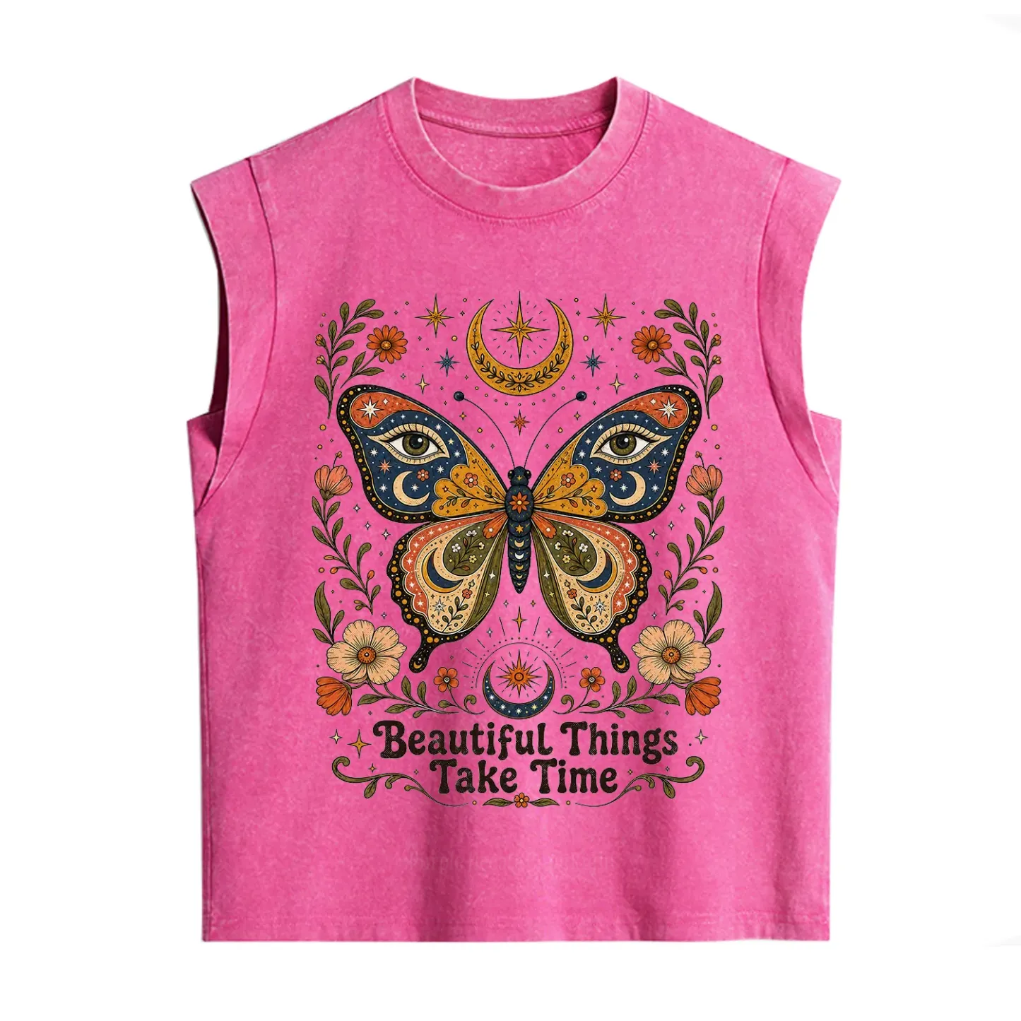 Purplehecate Beautiful Things Take Time Butterfly Vintage Washed Tank