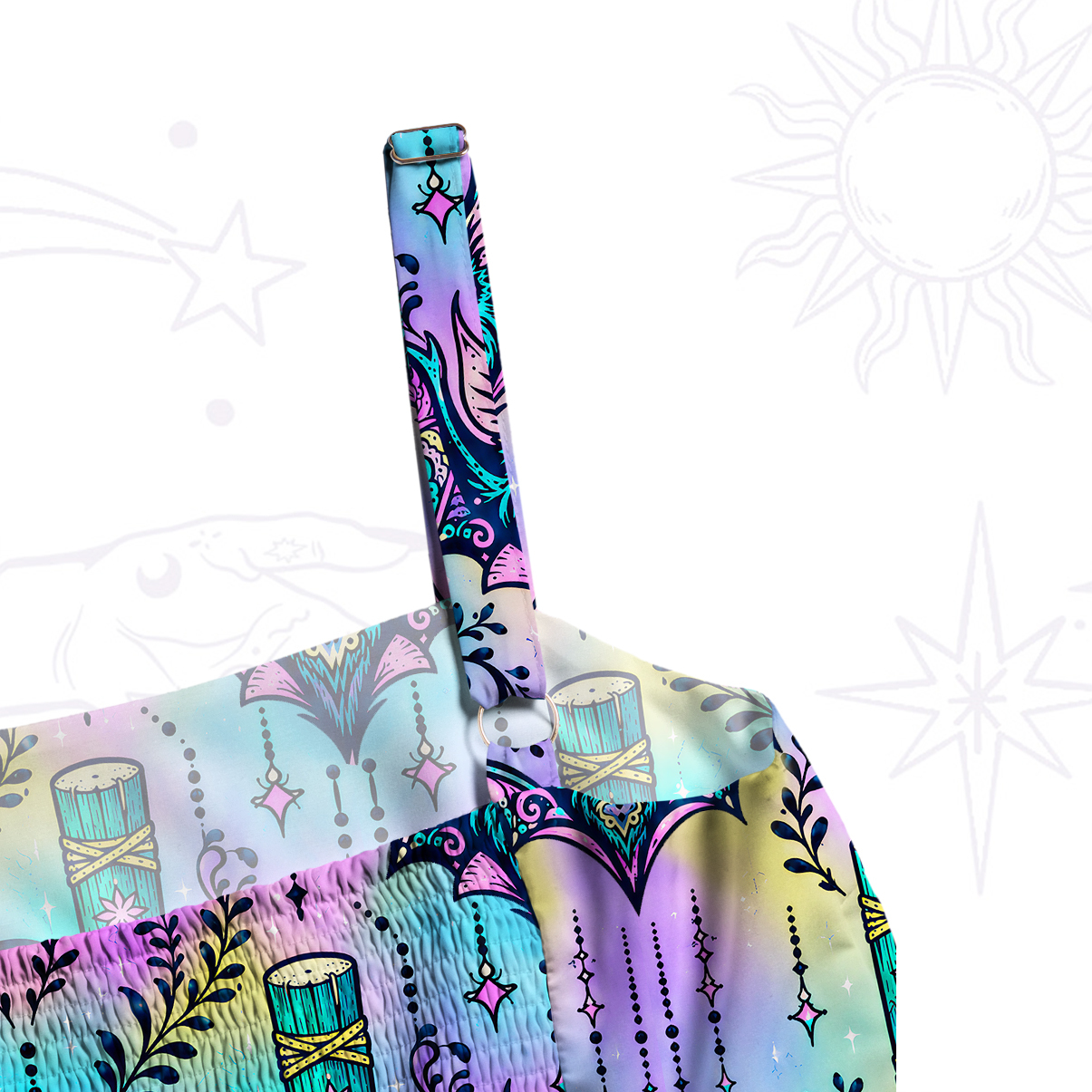Purplehecate Psychedelic Bat Wide Straps Maxi Dress