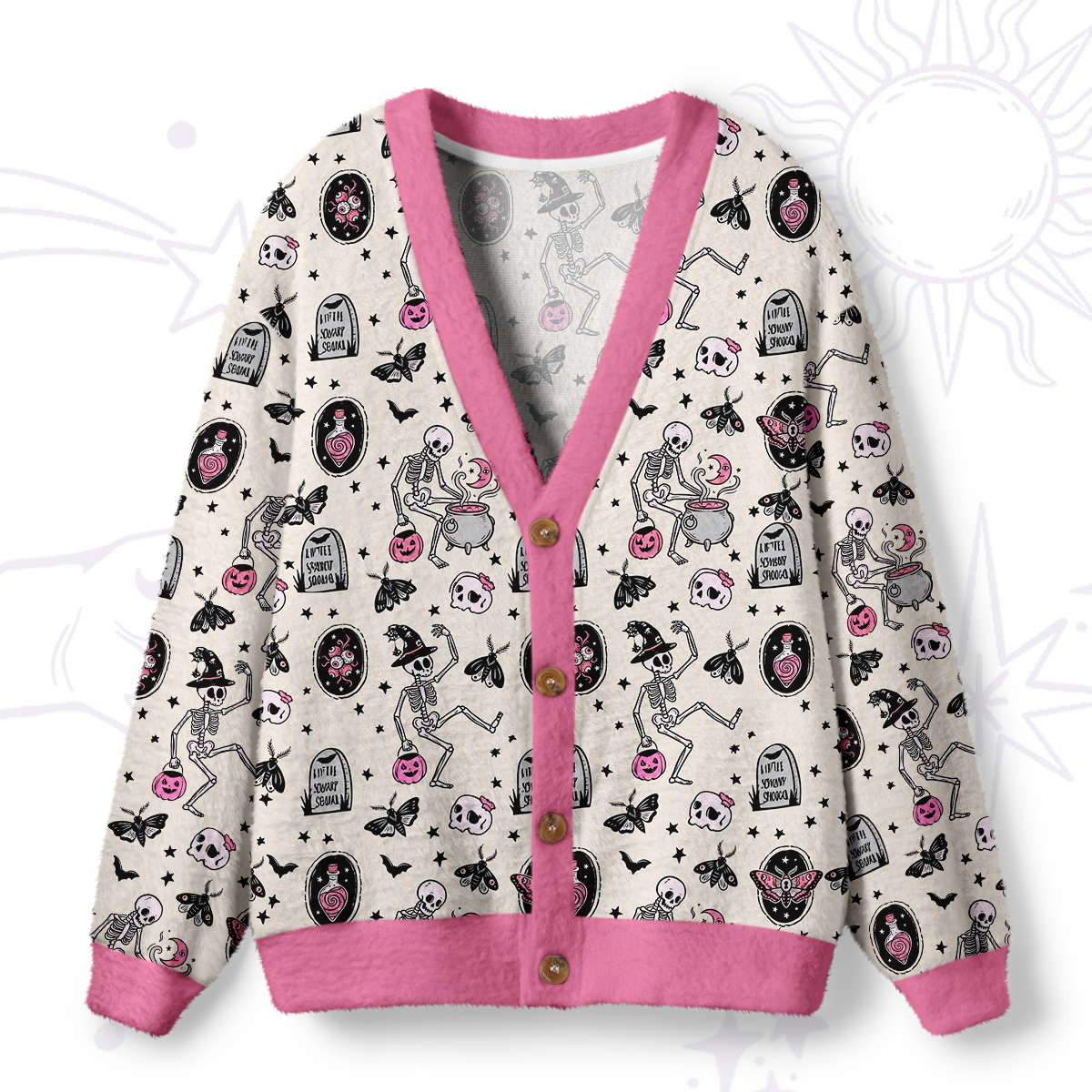 Purplehecate Skeleton Graveyard Night Ugly Cardigan Sweaters