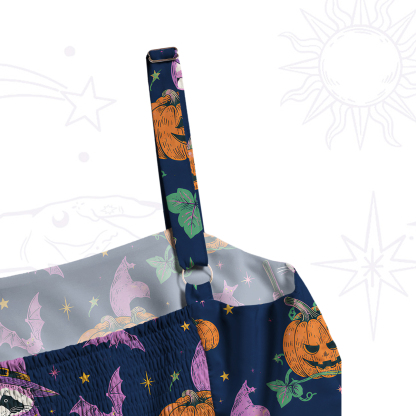 Purplehecate Halloween Raccoon Witch Moon Wide Straps Maxi Dress