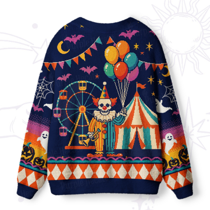 Purplehecate Haunted Carnival Carouse Ugly Cardigan Sweaters