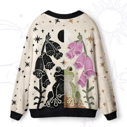 Purplehecate Dual-Tone Frog Garden Ugly Cardigan Sweaters