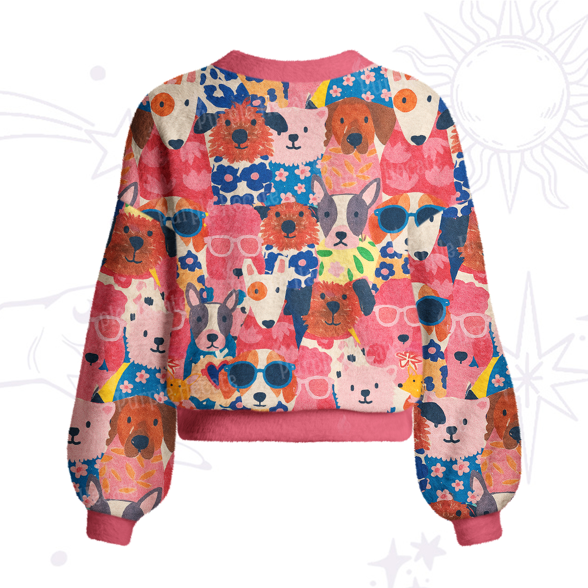 Purplehecate Happy Dog Faces Cardigan Sweaters