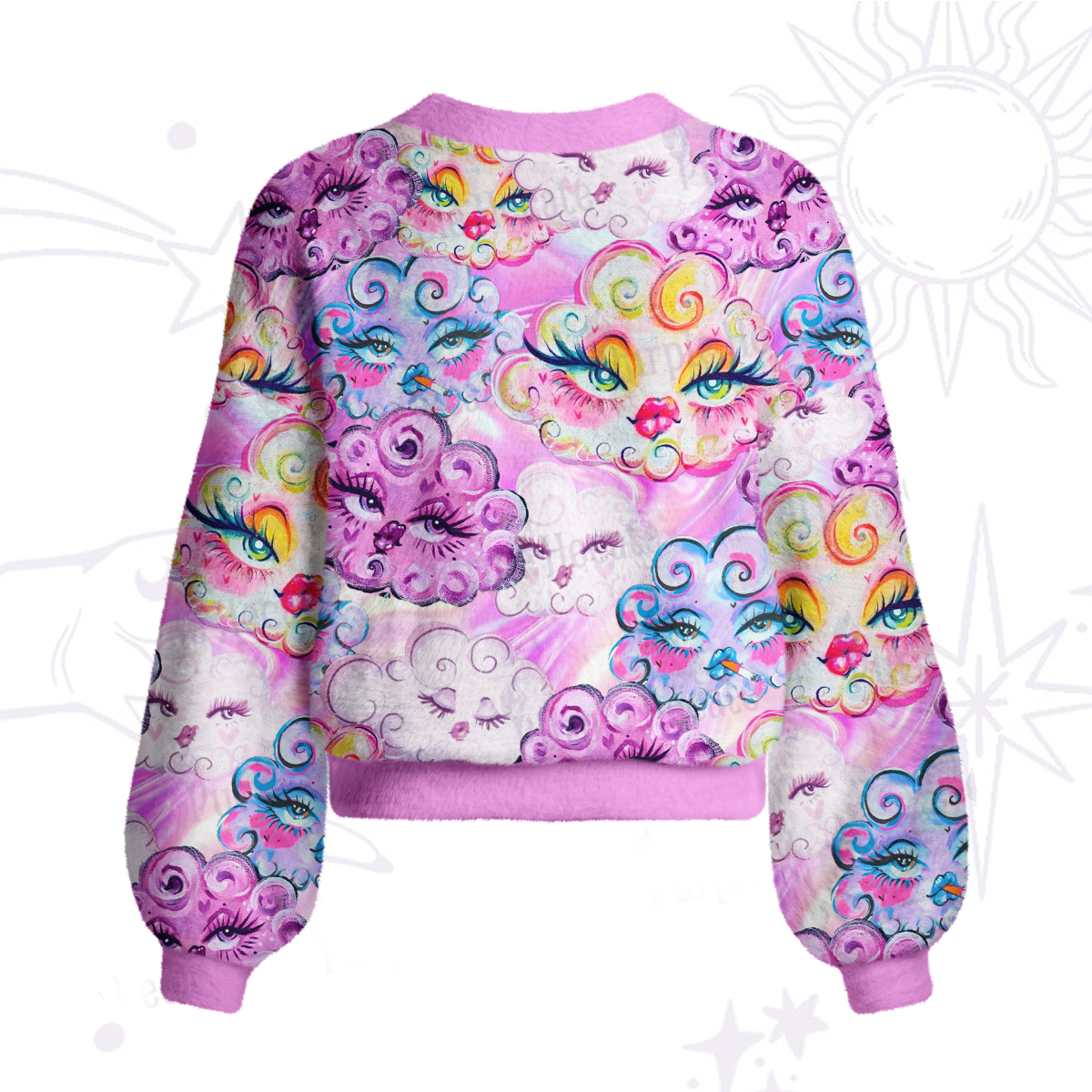 Purplehecate Dreamy Cloud Faces Cardigan Sweaters