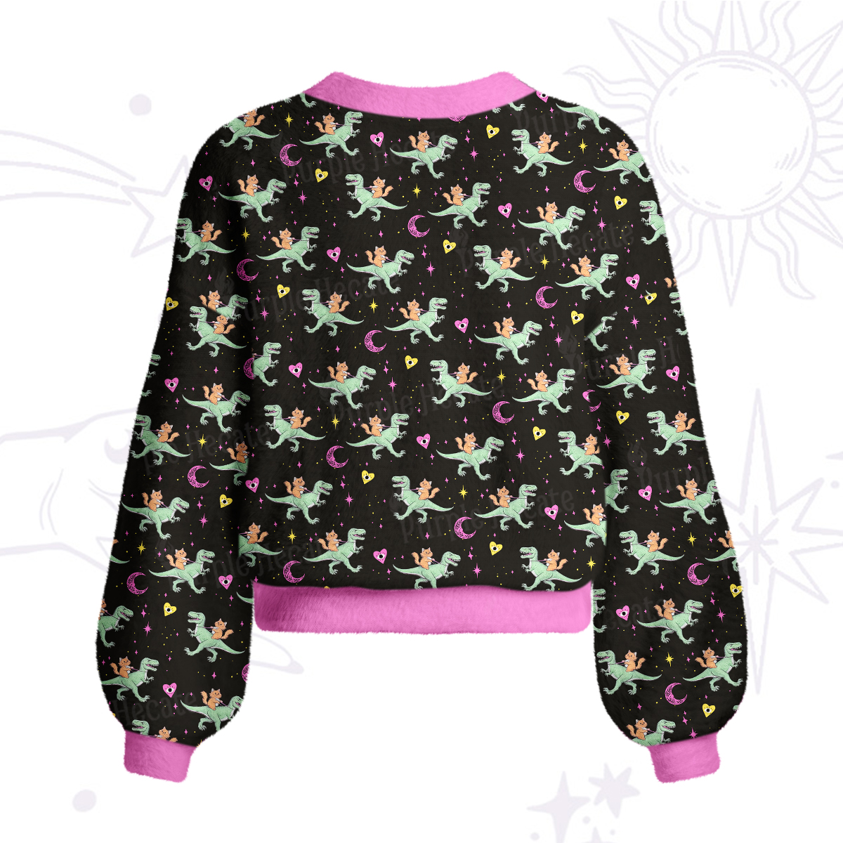 Purplehecate Witch Cat Rides the Dino Cardigan Sweaters