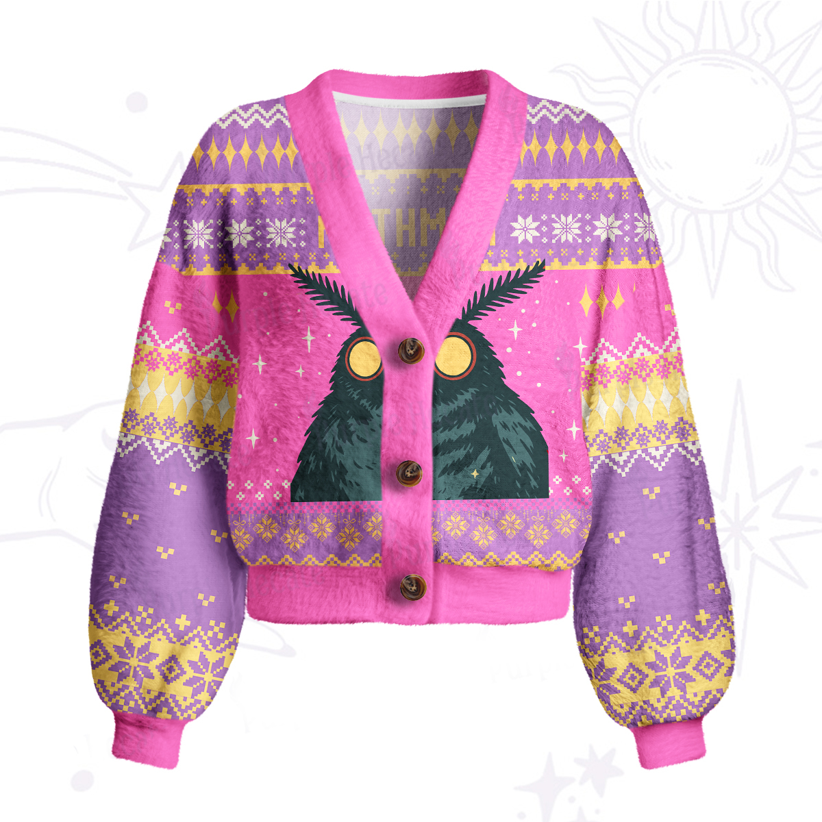 Purplehecate Mothman Eating Soup Cardigan Sweaters