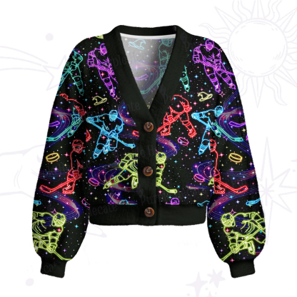 Purplehecate Neon Night Hockey Cardigan Sweaters