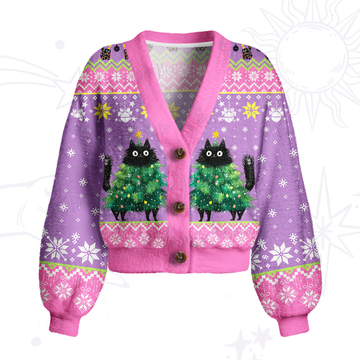 Purplehecate Funny Black Cat in Tree Cardigan Sweaters