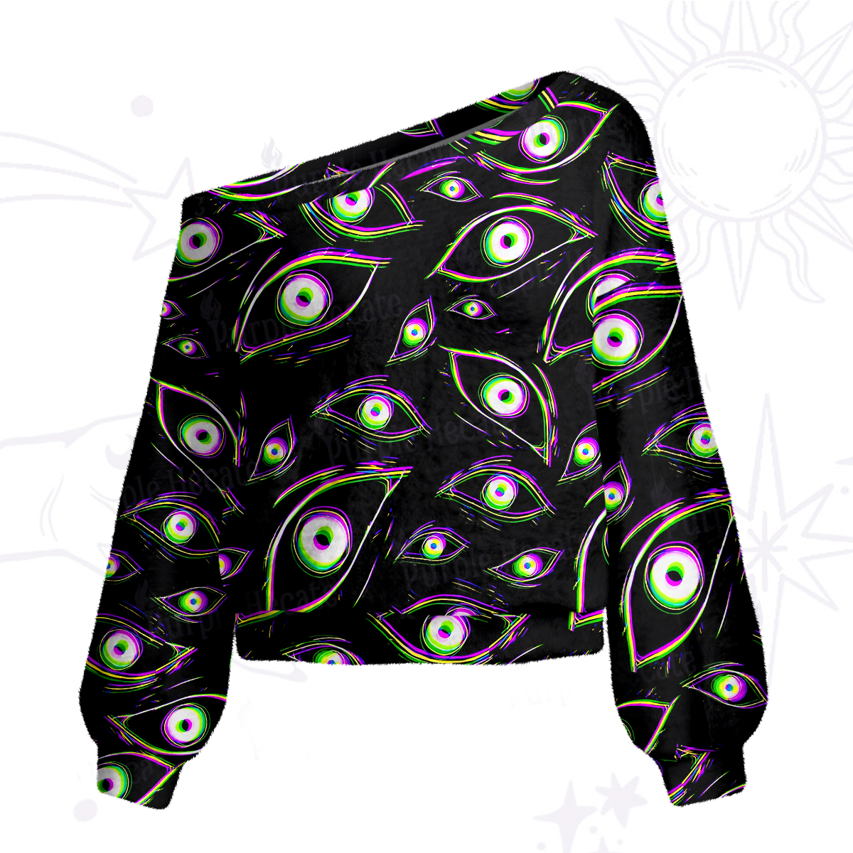 Purplehecate Glitch Vision One Shoulder Sweaters