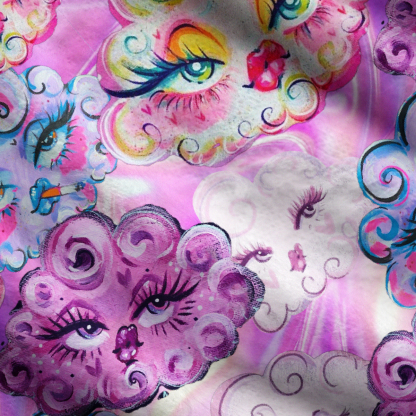 Purplehecate Dreamy Cloud Faces One Shoulder Sweaters