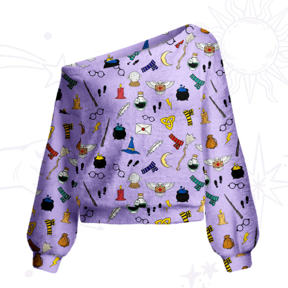 Purplehecate Wizard School Magic One Shoulder Sweaters