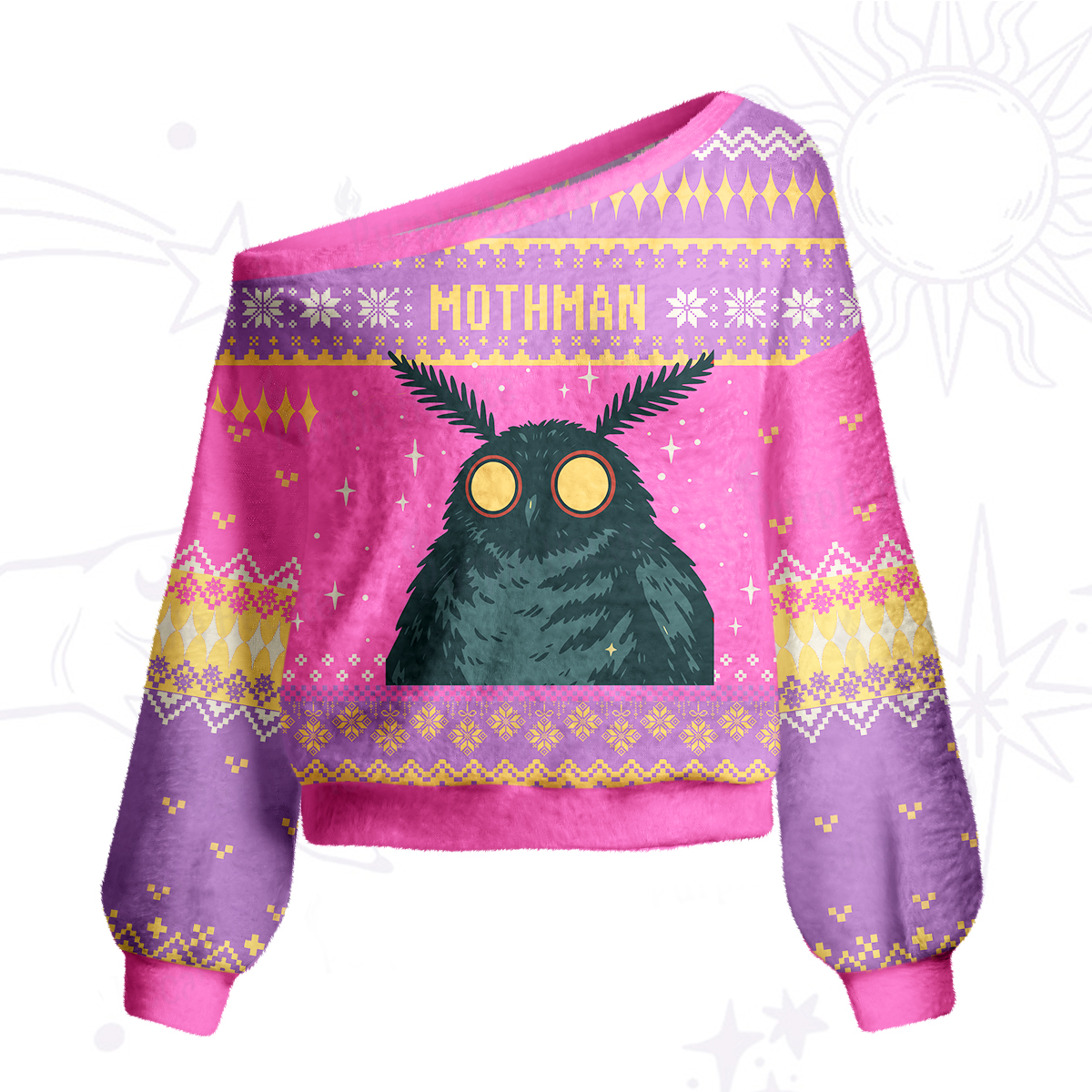 Purplehecate Mothman Eating Soup One Shoulder Sweaters