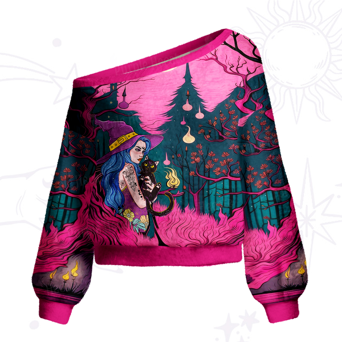 Purplehecate The Witch and Her Familia One Shoulder Sweaters