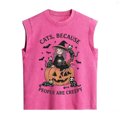 Purplehecate Cats Because People Are Creepy Vintage Washed Tank