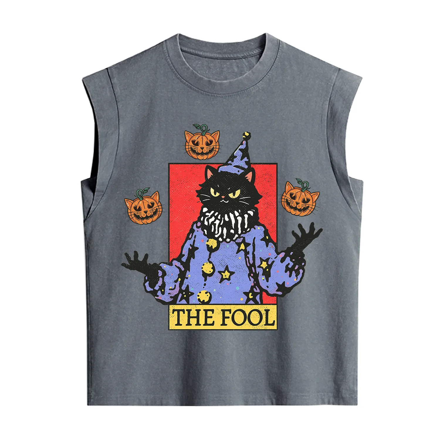 Purplehecate Spooky Fool Black Cat Vintage Washed Tank