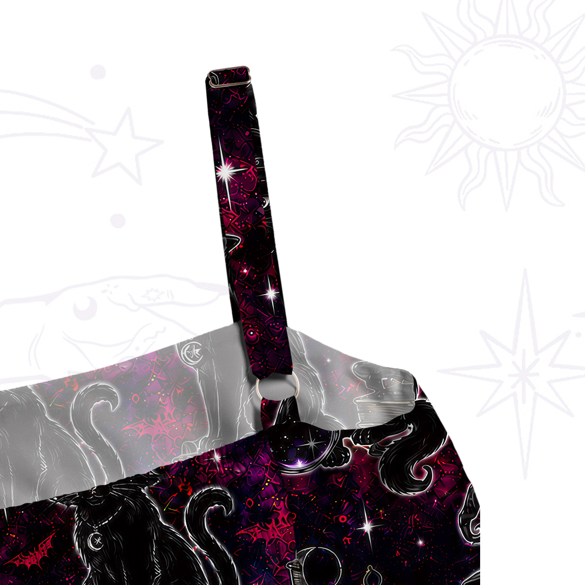 Purplehecate Brewing Black Cat Wide Straps Maxi Dress