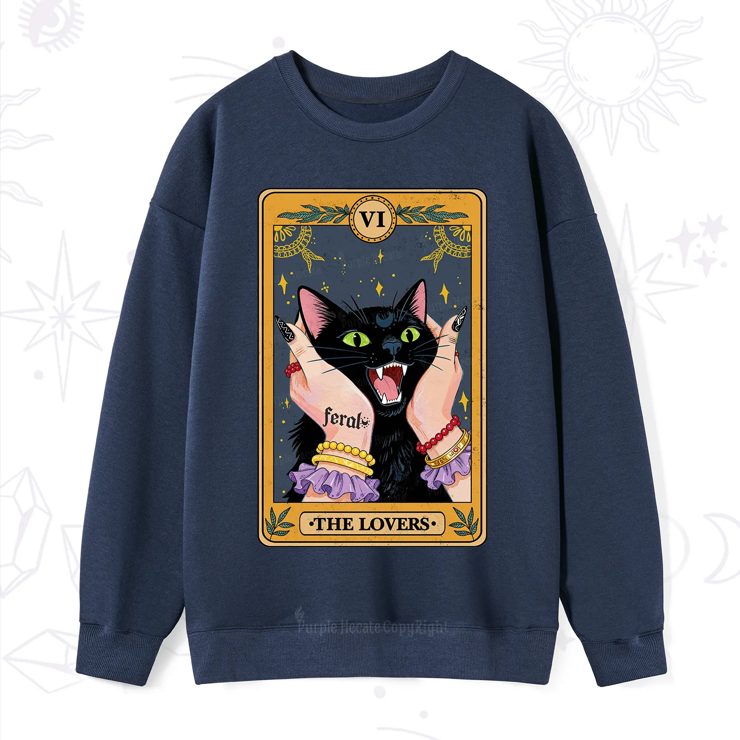 Purplehecate The Lovers Tarot Feral Cat Sweatshirt