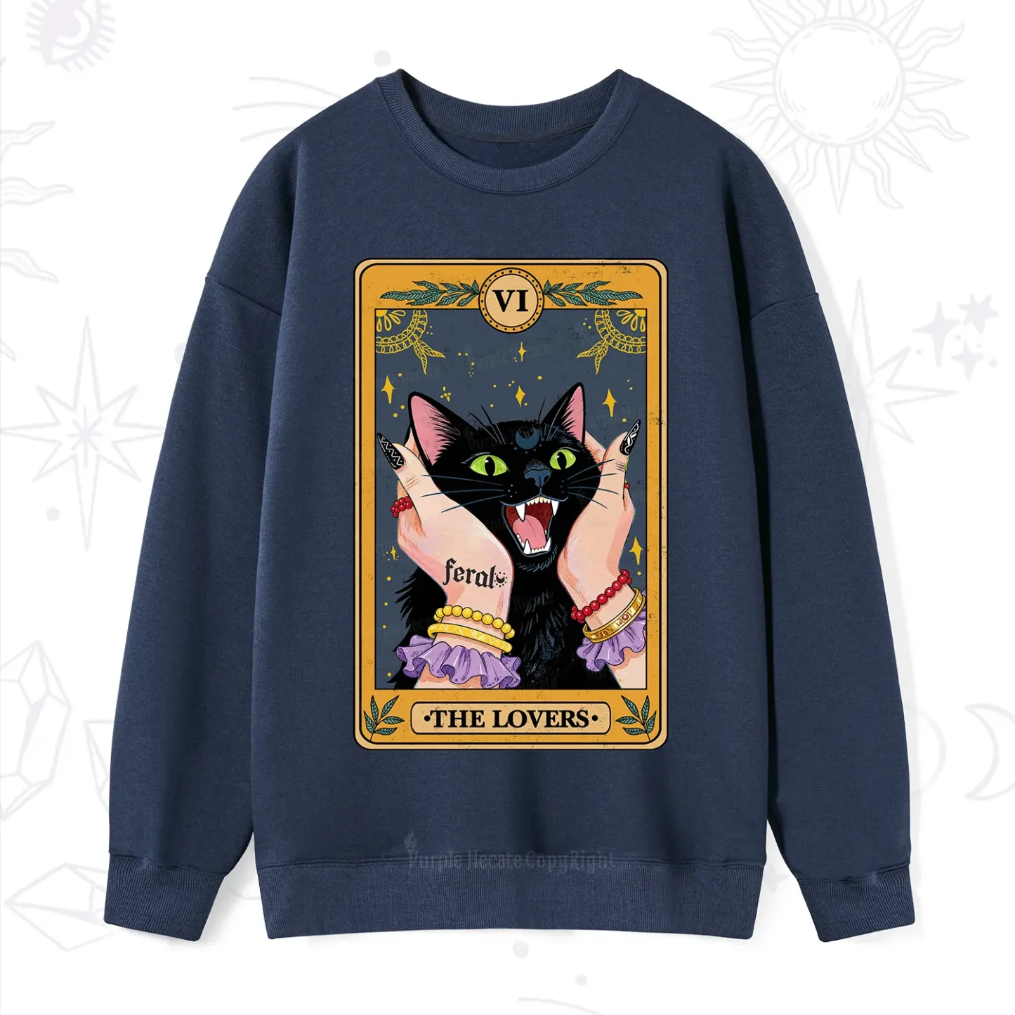Purplehecate The Lovers Tarot Feral Cat Sweatshirt