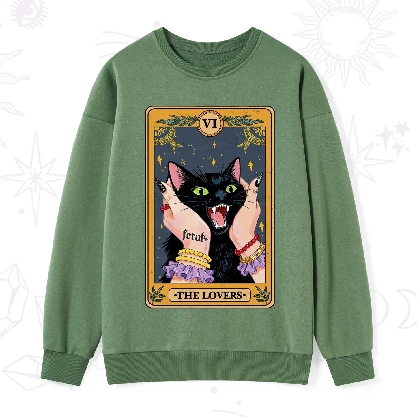 Purplehecate The Lovers Tarot Feral Cat Sweatshirt