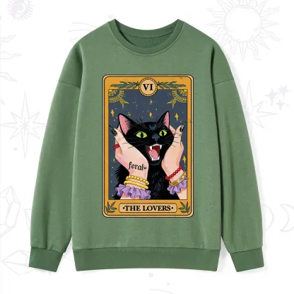 Purplehecate The Lovers Tarot Feral Cat Sweatshirt