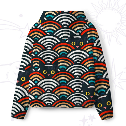 Purplehecate Rainbow Black Cat Waves All-Over Print Hoodie