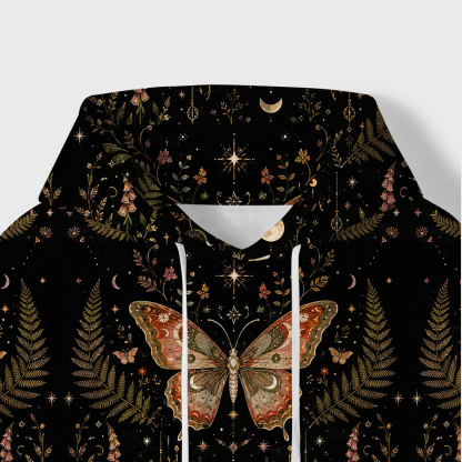 Purplehecate Moon Moth in the Enchanted Forest All-Over Print Hoodie