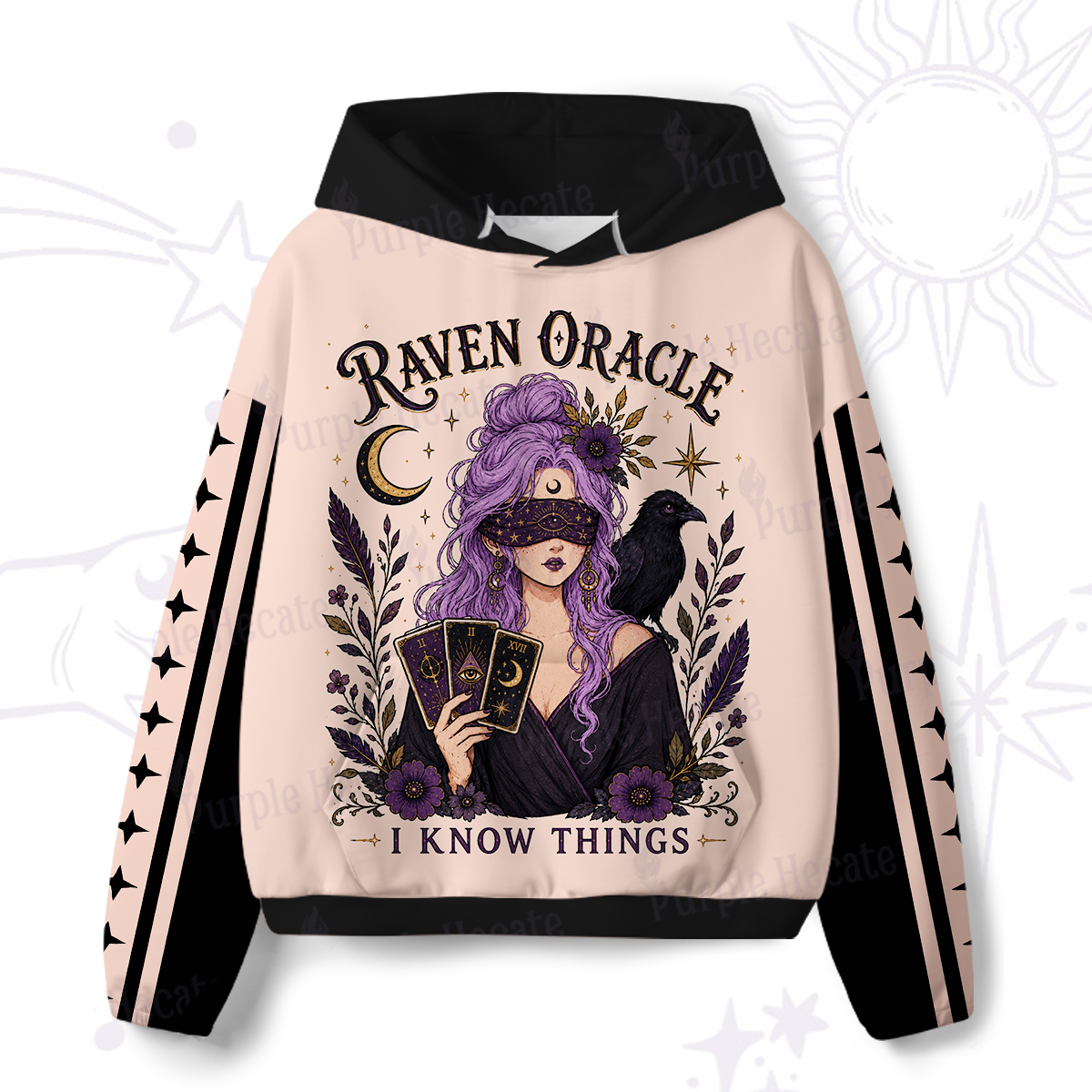 Purplehecate Raven Oracle I Know Things Witchy All-Over Print Hoodie