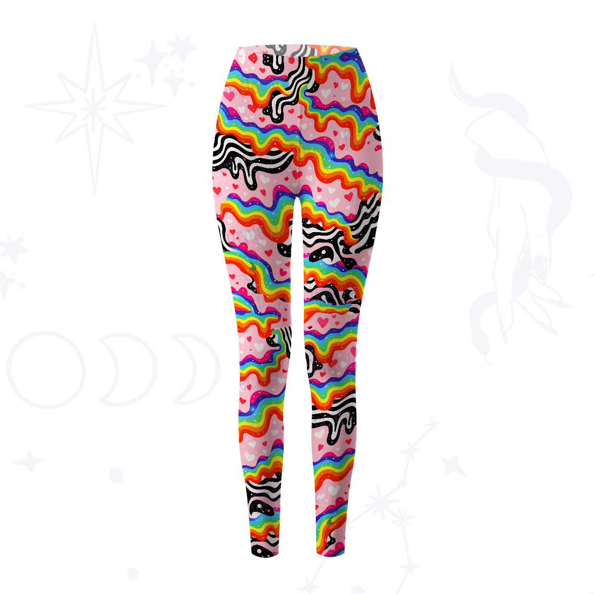 Purplehecate Groovy Melty Rainbow Hearts Wavy Yoga Pants