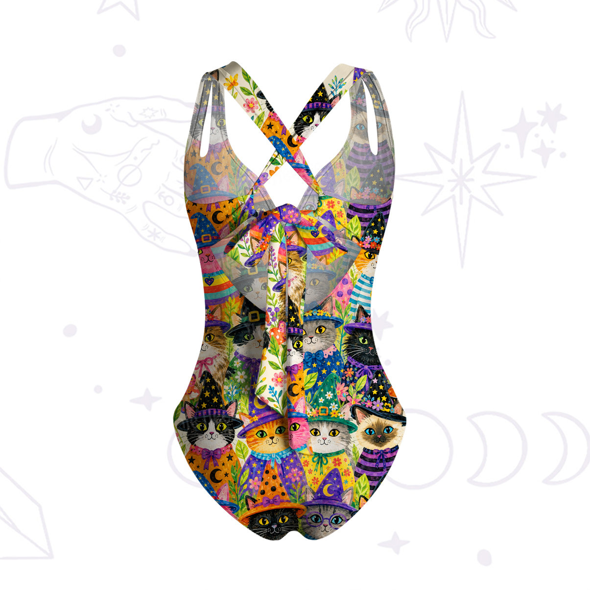 Purplehecate Witchy Meow-Meow Gathering One-Piece Swimsuit