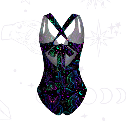 Purplehecate Neon Cryptid Creatures One-Piece Swimsuit