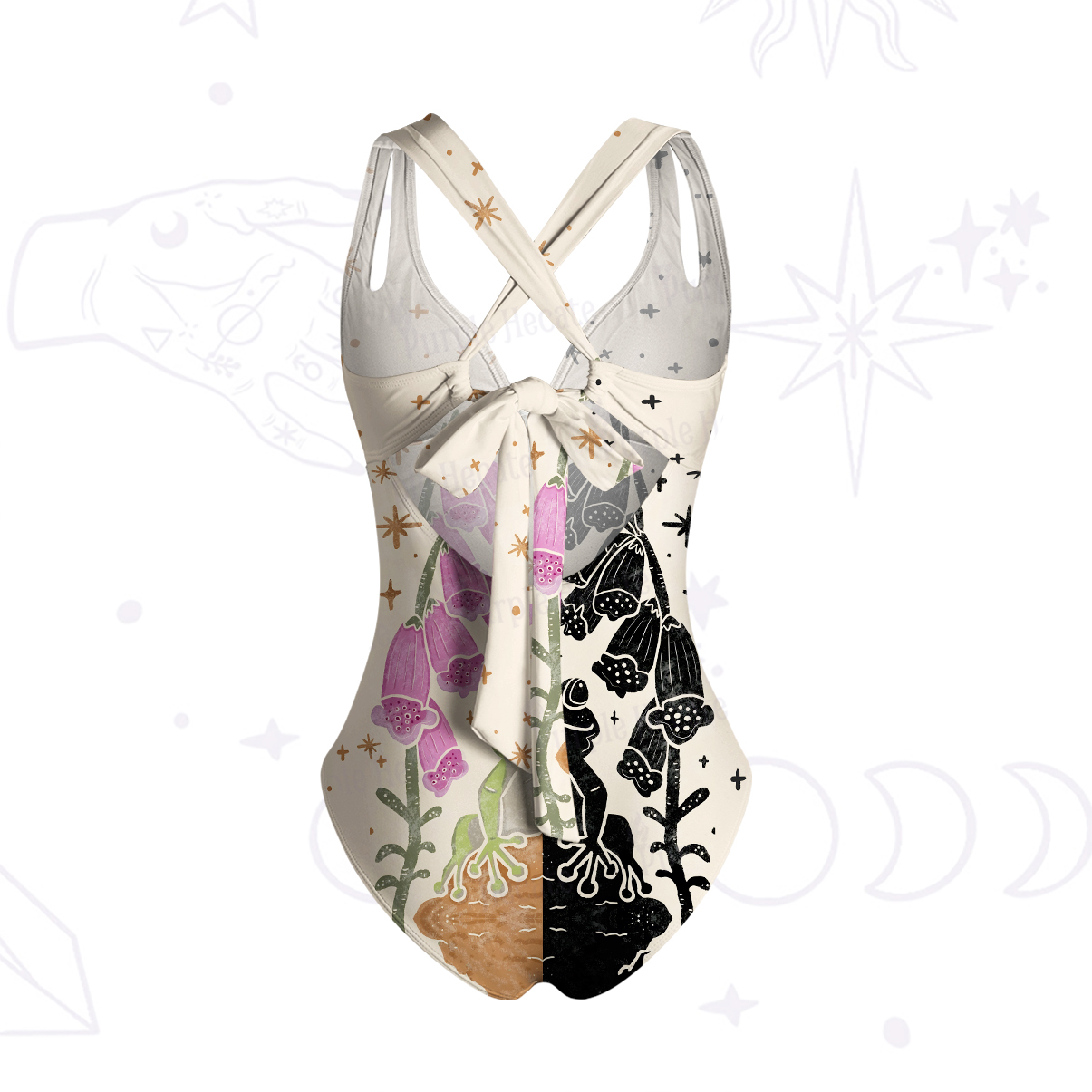 Purplehecate Dual-Tone Frog Garden One-Piece Swimsuit