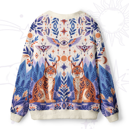 Purplehecate Mystic Lynx Guardians Ugly Cardigan Sweaters