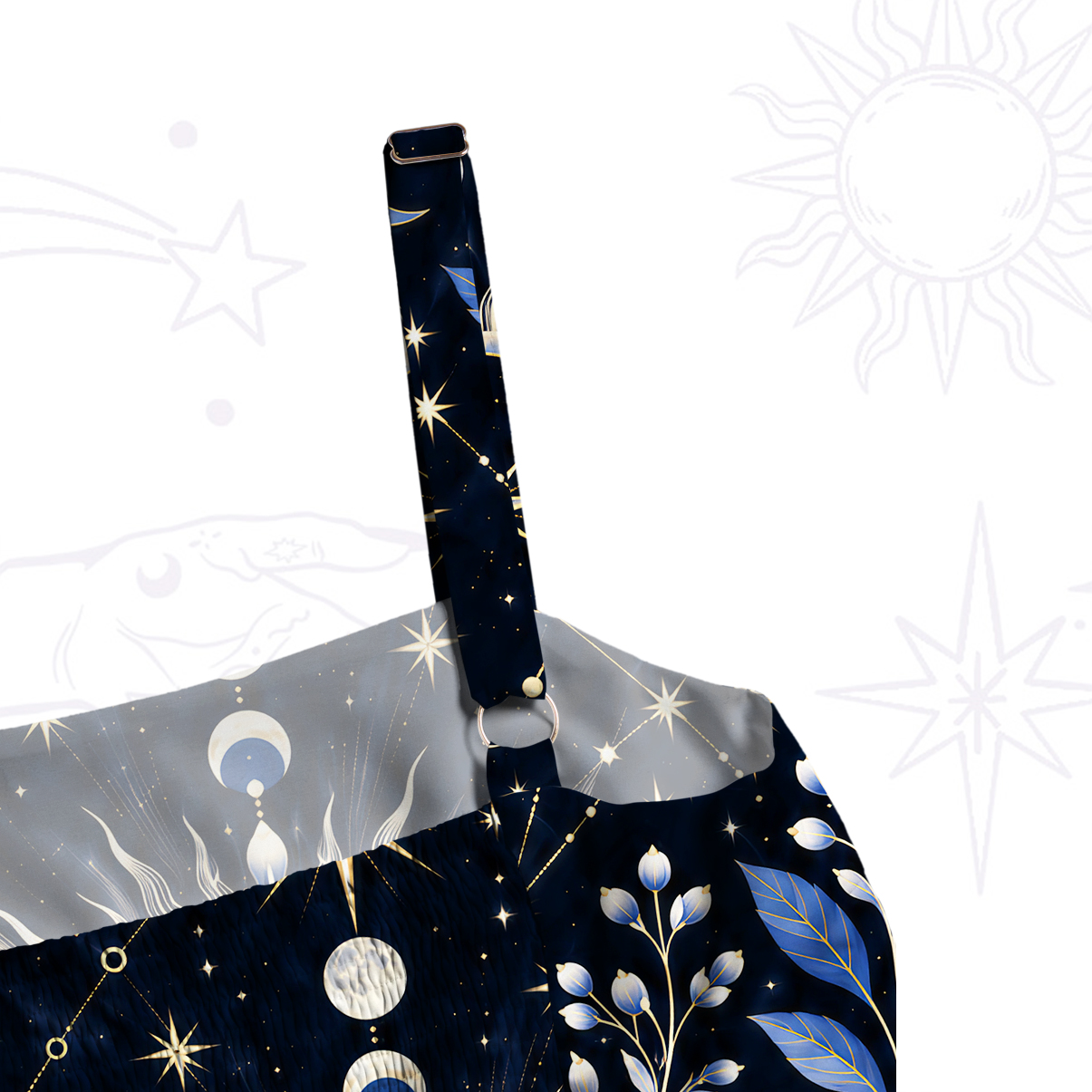 Purplehecate Lunar Oracle Witch's Cat Wide Straps Maxi Dress