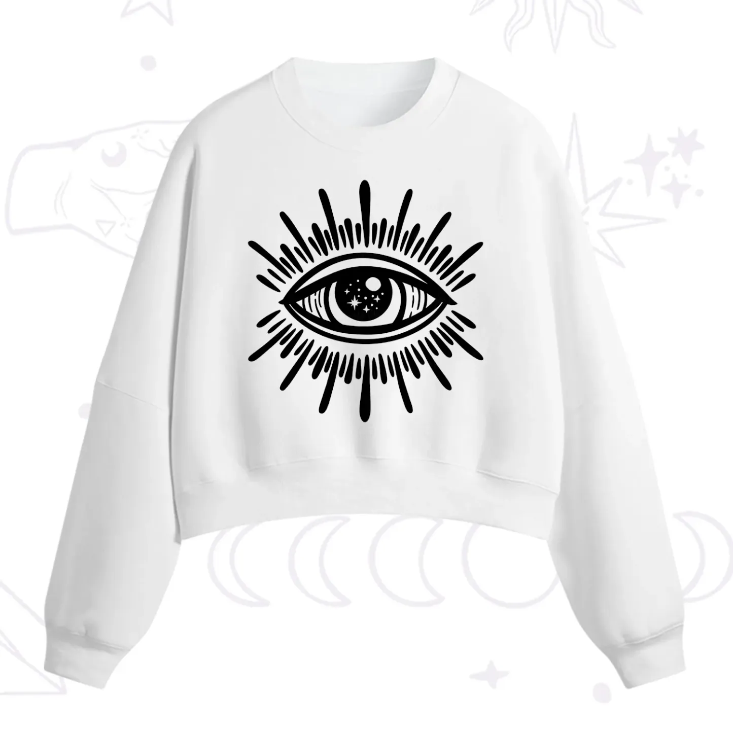 Purplehecate Evil Eye Fleece Cropped Sweatshirt